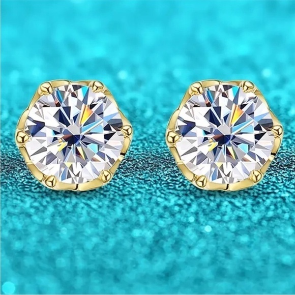 Certified 1ct. t.w. Moissanite Round Stud Earrings NEW - Picture 3 of 7